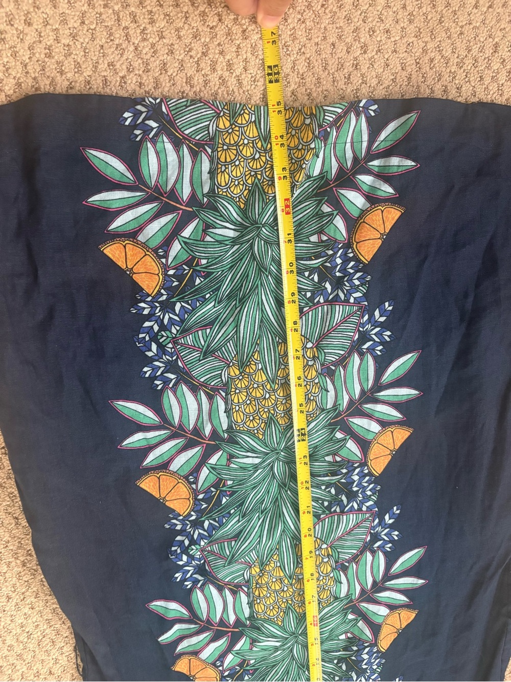 Boden linen dress tunic NWT US 6 notch neck linen mini navy pineapple bloom - Picture 14 of 16